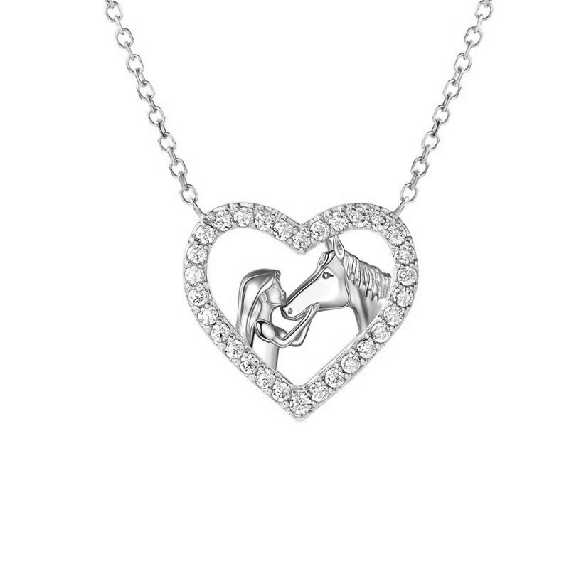 1 Piece Fashion Heart Shape Alloy Plating Rhinestones Womenu0027S Pendant Necklace