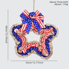 New American Independence Day Decorations Pentagon Star Shape Wreath Door Hang Home Party National Day Wreath Ornament