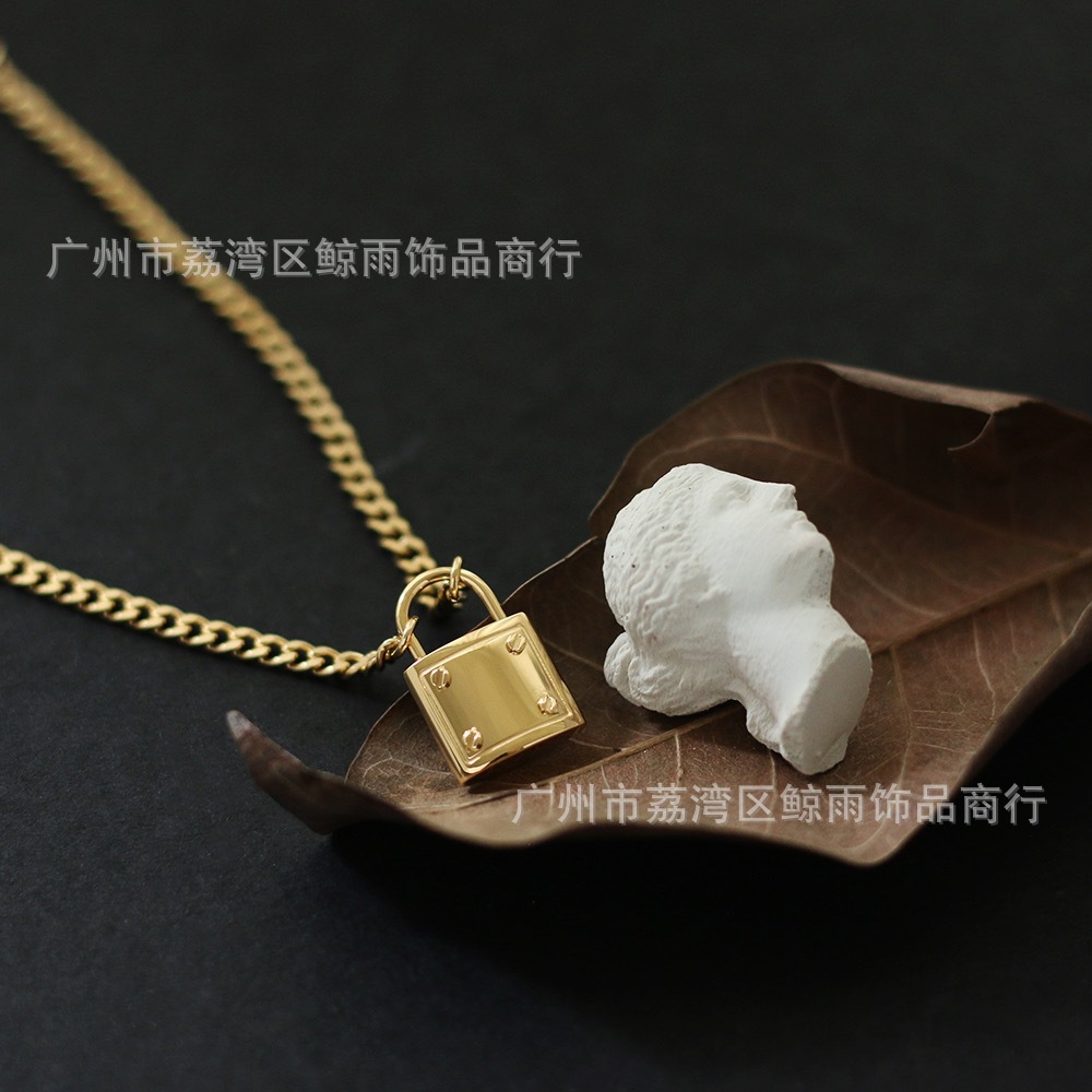 17g Weight Vacuum Plating Gold Plating Process 18K Gold Plated Plating Material 304 Stainless Steel Pendant Material Necklace Classification 304 Stainless Steel Chain Material 304 Stainless Steel Material Women'S Gender Streetwear Style Gold, Silver Color Wholesale Jewelry Streetwear 304 Stainless Steel 18K Gold Plated Necklace 4
