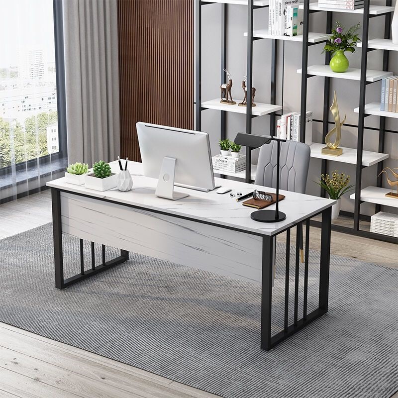 Simple modern office desk, manager's single-person simple computer desk, desktop table and chair combination, boss desk