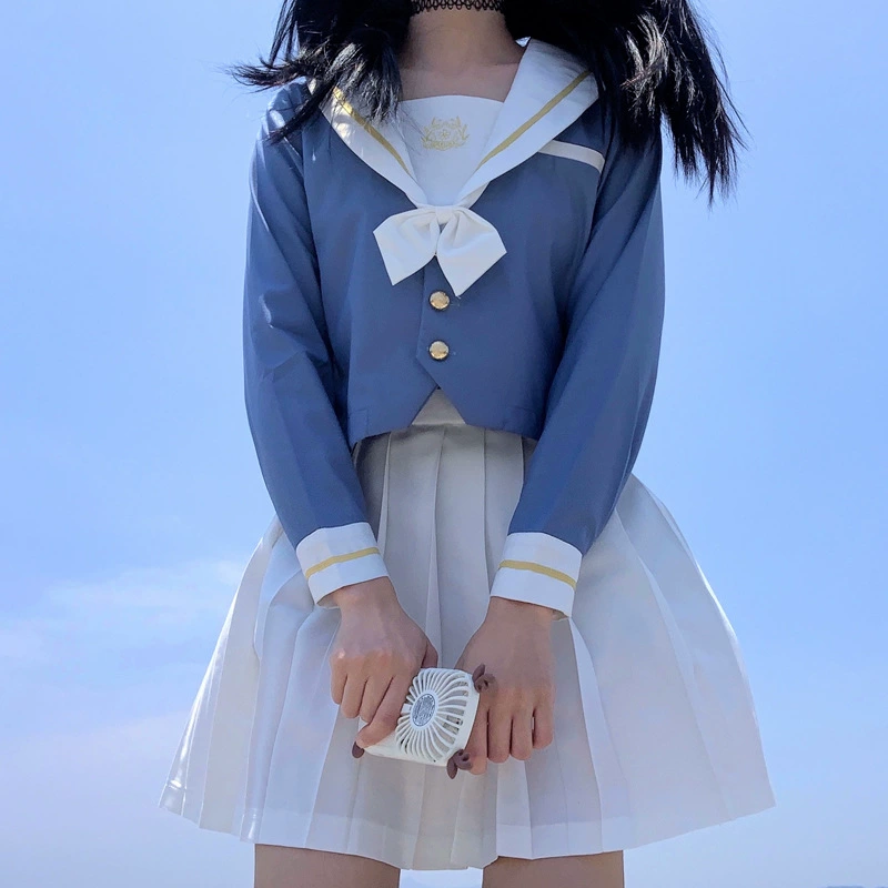 Оригинальные цветки вишни встречают православную юбку в форме JK, натуральная средняя одежда Весна и лето, школьный ветровой костюм с длинными рукавами