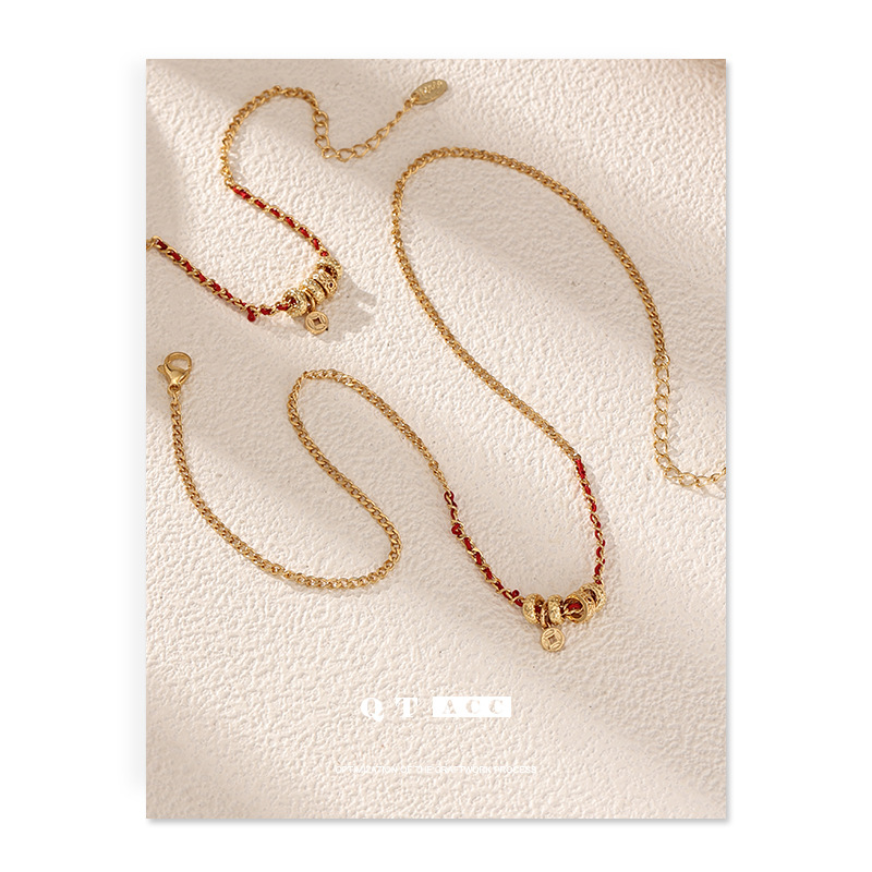 Nueva moda china lujo ligero de alto nivel nicho diseño de Año Nuevo del Caballo joyas pulseras de Año Nuevo monedas de oro monedas collares mujeres