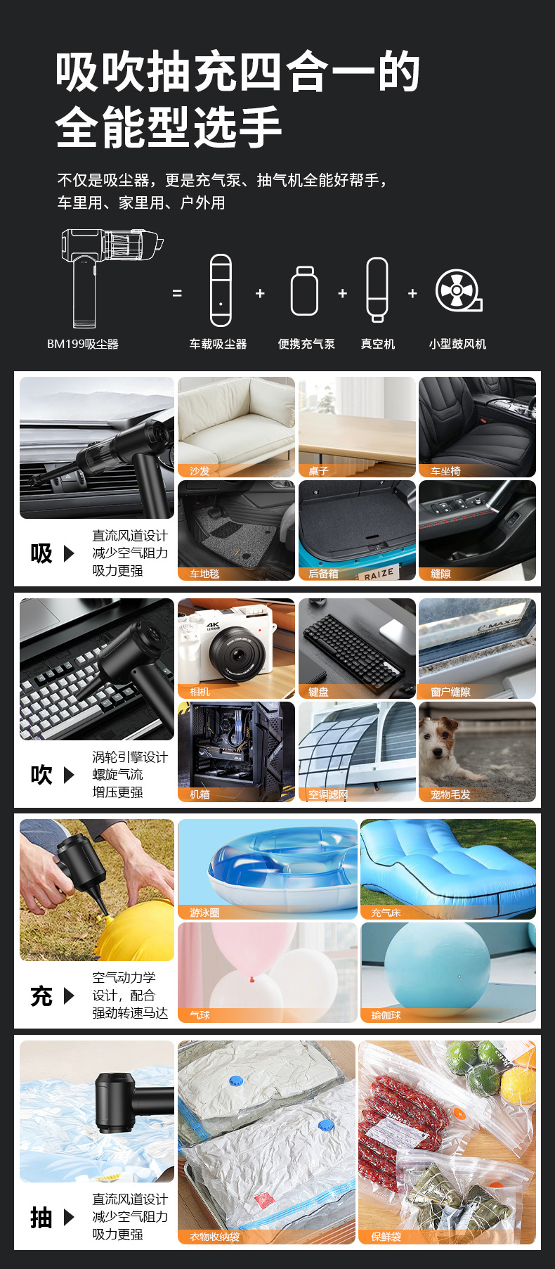 Cross-Border New Popular Car Vacuum Cleaner, Handheld Small Wireless Dust Blower, Portable High-Suction Dust Remover Wholesale