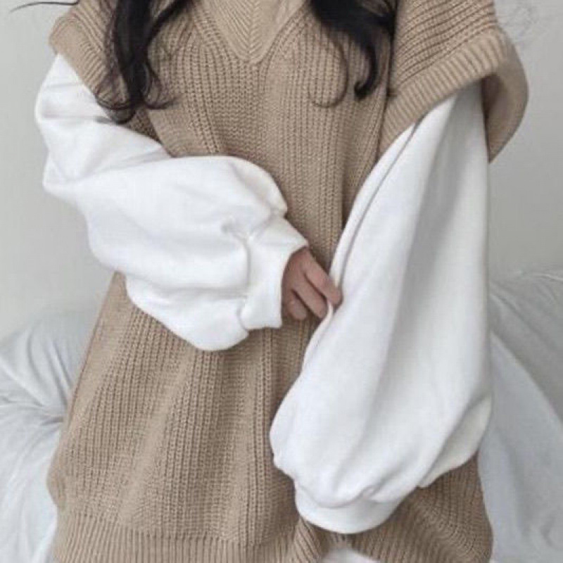 싱글 피스 | 세트 2024 가을과 겨울 긴 소매 스웨터 학술 스타일 칼라 니트 스웨터 조끼 여성 조류의 새로운 한국어 버전