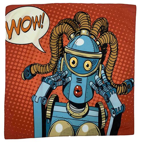 Cotton American Retro Style Square Scarf Western Cowboy Robot Cartoon Digital Print Outdoor Cycling Sports Headband
