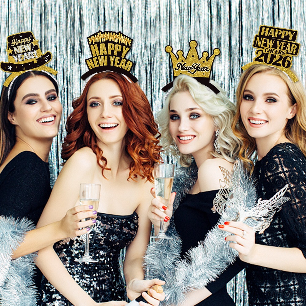 Transfronterizo día de Año Nuevo Fiesta decoración diadema accesorios para el cabello Feliz Año Nuevo diadema Año Nuevo decoración suministros