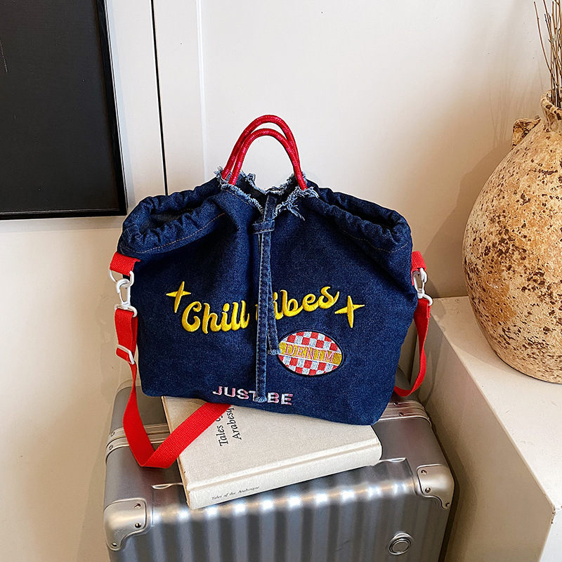 Bolso Tote de mezclilla estampado de diseño de nicho