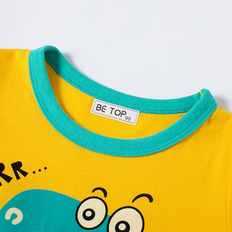 2024 nuevos niños dinosaurio de dibujos animados de verano estilo coreano ropa para niños al por mayor de algodón puro bebé superior entrega de una pieza