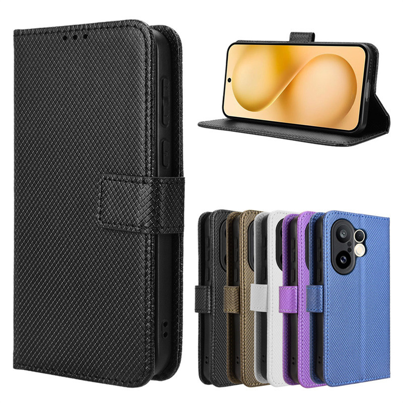 Suitable for Vivo X200 Fe/S30 Pro Mini 5g Mobile Phone Case Card Lanyard Flip Diamond Pattern Leather Case