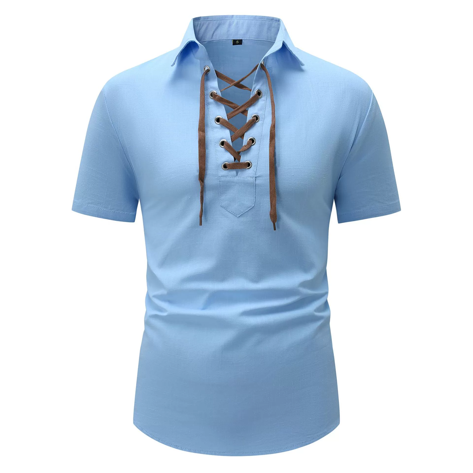 Летние мужские рубашки с лацканами из хлопка и льна, однотонные, с коротким рукавом, молодежная мода, повседневные рубашки