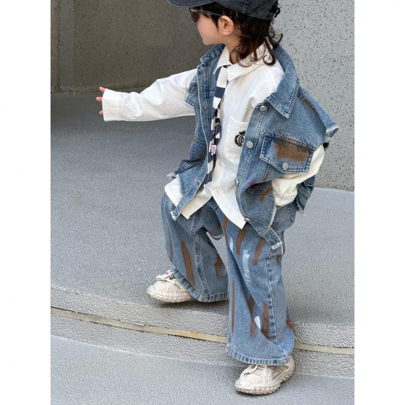 데님 블루 조끼