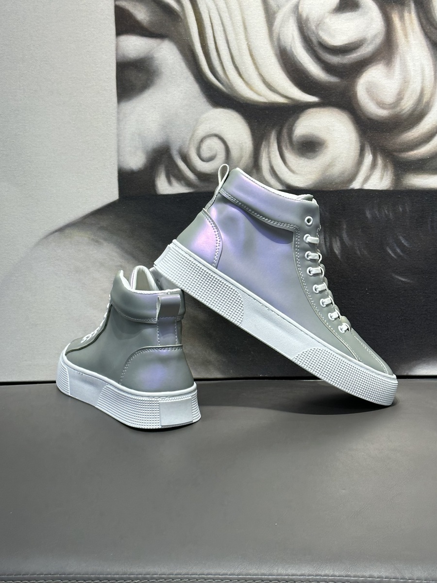 Men's High Top Sneakers Versatile Soft Sole Casual White Shoes_voghion.com