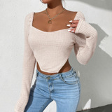 Весенний летний сексуальный трикотажный короткий свитер, лонгслив, европейский стиль, в обтяжку