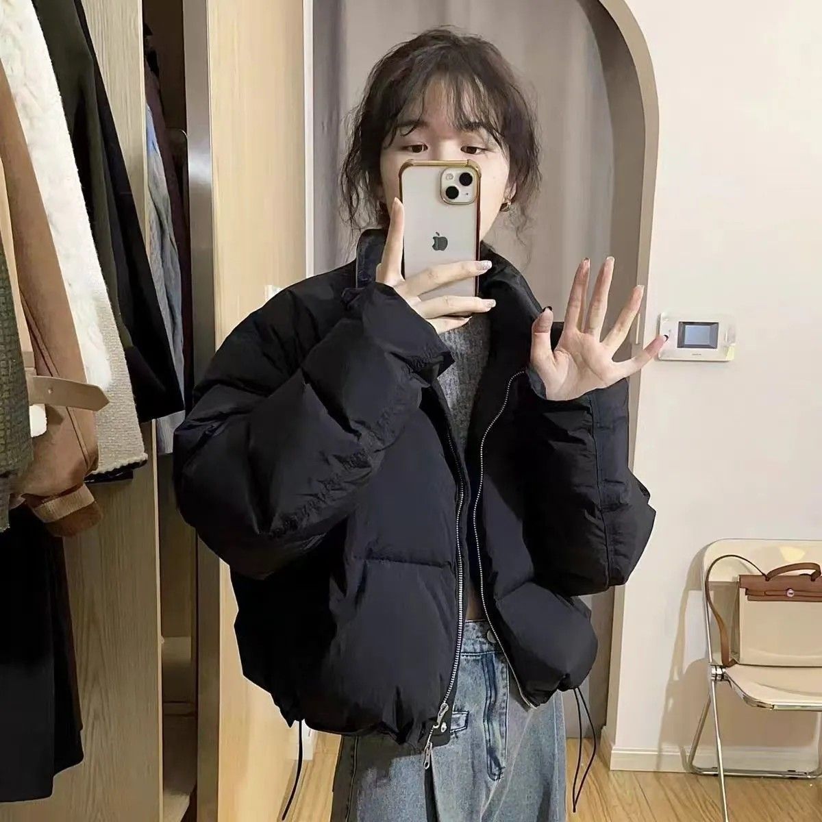 韩国东大门羽绒服女短款2025年秋冬新款宽松加厚小个子面包服外套