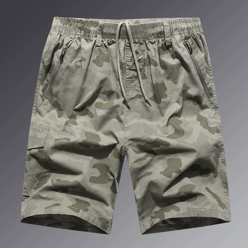 Внешняя торговля мужские шорты на молнии, противопотерянный карман, хлопок износостойкий камуфляж, укороченные брюки, свободные повседневные комбинезоны