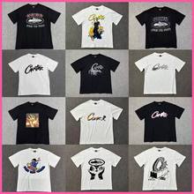 跨境外贸批发街头潮牌恶魔岛字母LOGO印花圆领纯棉宽松短袖T恤TEE