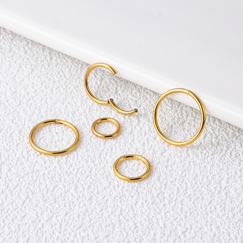 4g Weight 1 Piece Nose Rings & Studs Fashion Circle Pure Titanium Plating Nose Pin