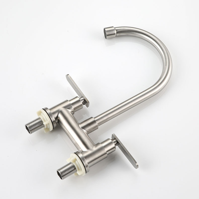 304 stainless steel faucet cold and hot water old-fashioned basin double hole three hole toilet mixing valve wash basin