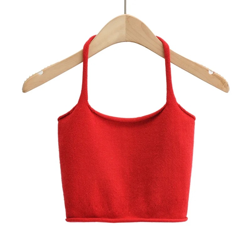 fashion slim hanging neck knitted camisole NSAC34406