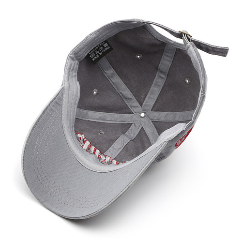 Baseball cap style, washed and distressed letter embroidery duckbill hat, trendy for men, personalized streetwear for women, Korean sunshade