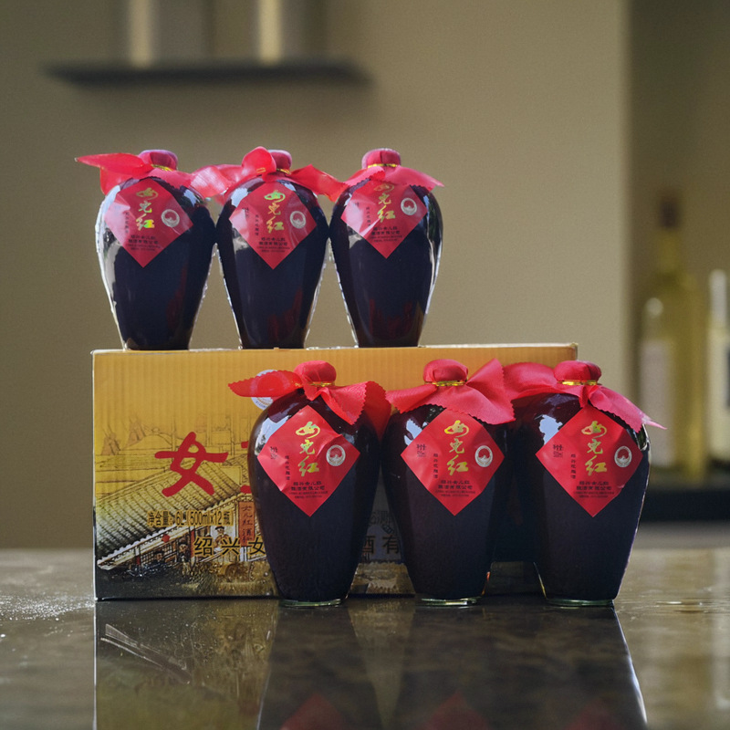 绍兴女儿红黄酒三年陈精品黄酒糯米酒1斤*6坛装花雕酒传统老酒