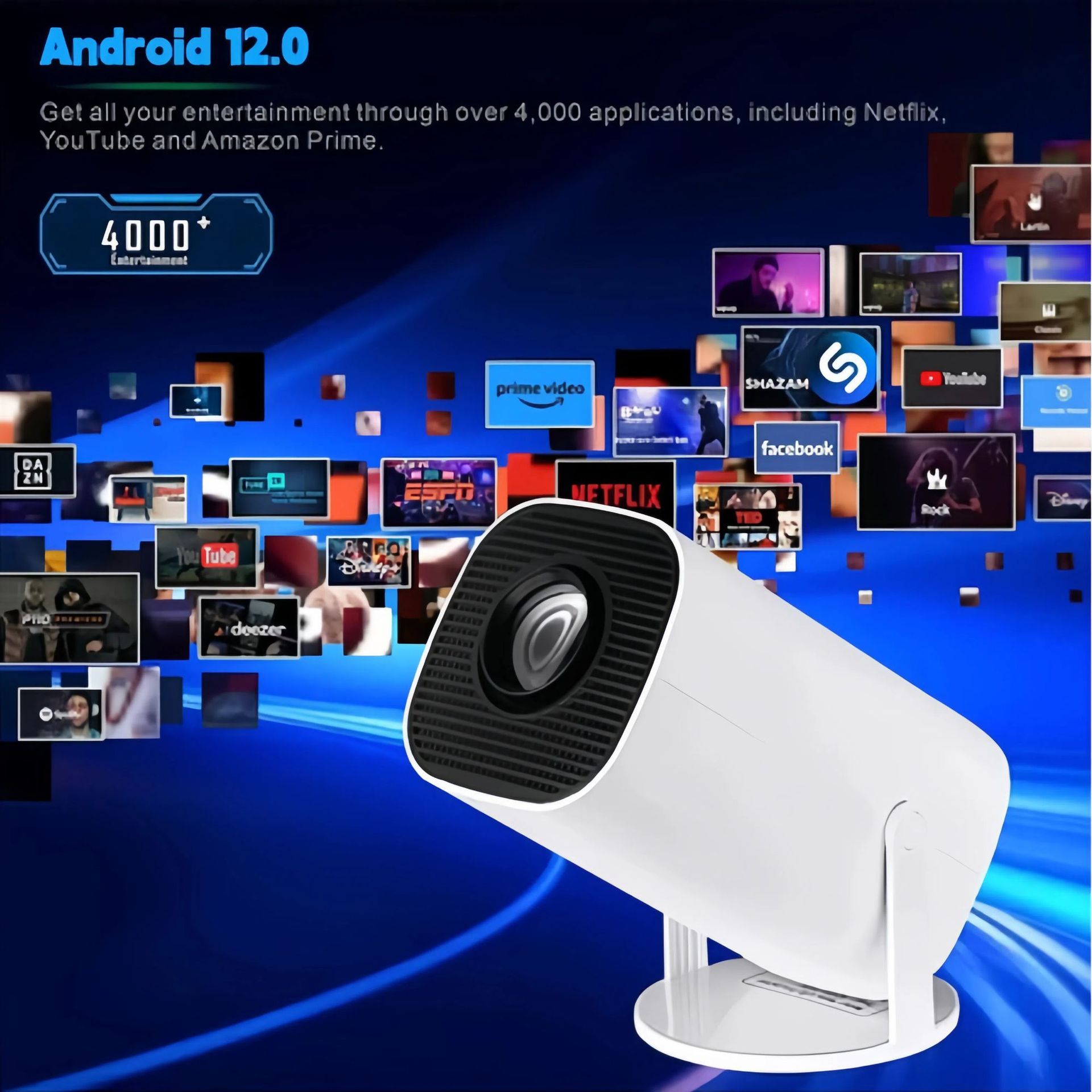 E110 Uluslararası Yeni Model 4K WiFi HD Android 11.0 5G Bluetooth Taşınabilir Ev Mini Projektör Dış Pazar