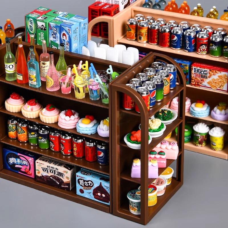 미니 슈퍼마켓 장난감 소녀는 집 미니어처 DIY 생일 선물 음식 놀이를 좋아합니다.