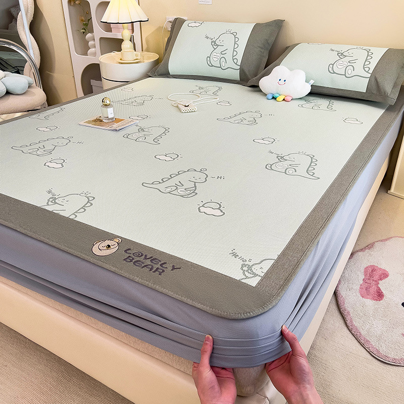 Cómoda estera de seda de hielo de verano, sábanas, estera, lavable a máquina, dormitorio de estudiantes, estera de paja de verano individual, cama doméstica, estera de ratán