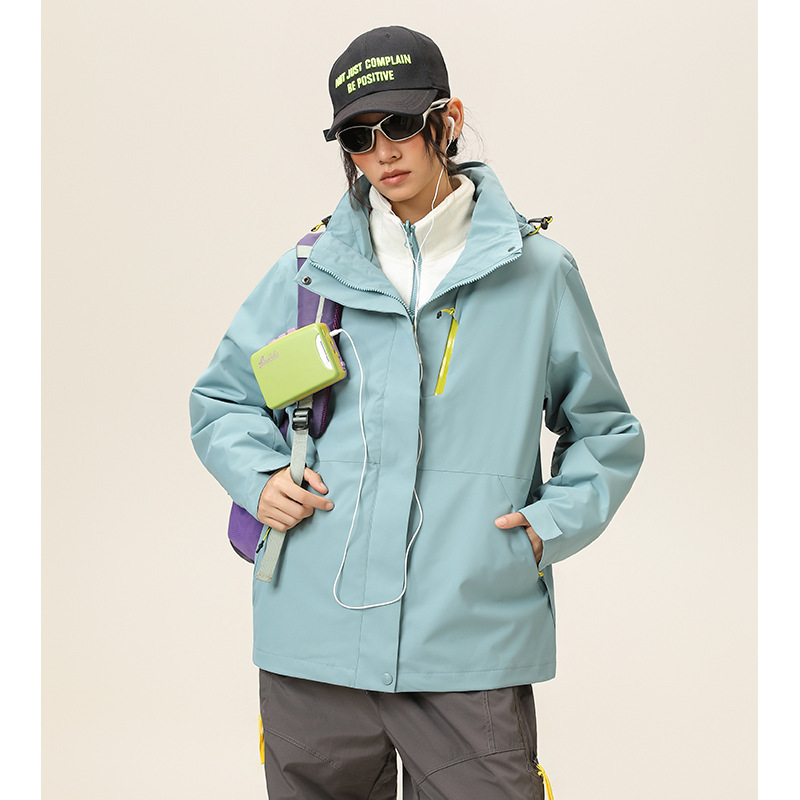 NASA玫瑰红冲锋夹克男女春秋季2025新款户外三合一登山衣服外套男|undefined