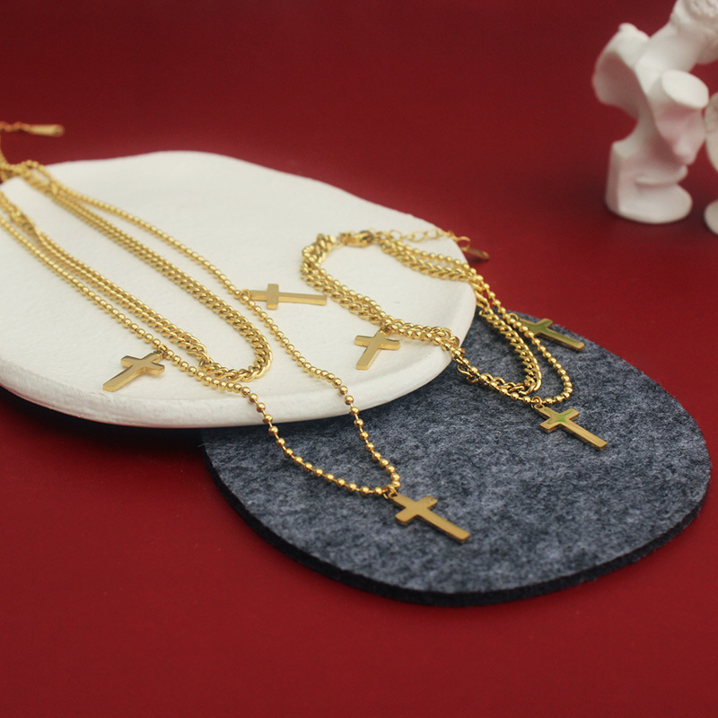 Ethnic Style Cross Titanium Steel Bracelets Necklace