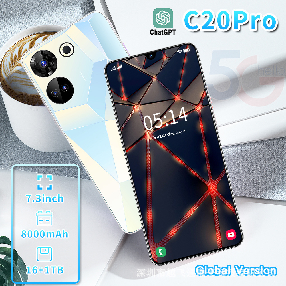 The new C20Pro cross-border 7.3 HD screen smart Android all-in-one 12+512G foreign trade cross-border mobile phone