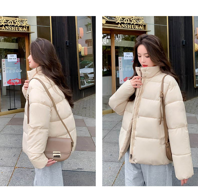 Women's Down Coat Winter Cotton Jacket Standing Collar Loose Fit_voghion.com