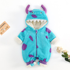 冬用の厚みのあるベルベットのかわいい恐竜のベビーセーター、0〜1歳の幼児や幼児のための暖かい屋外服です。