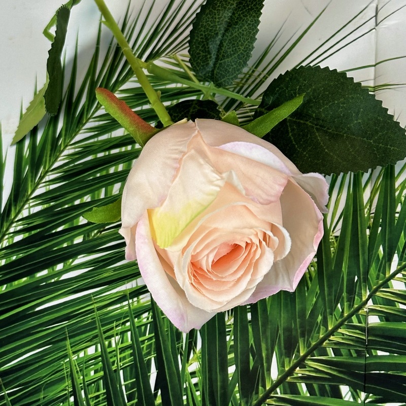 Flor artificial, rosa individual, pintura al óleo al horno, rosa retro, decoración de boda en el hogar, decoración, decoración de flores falsas al por mayor