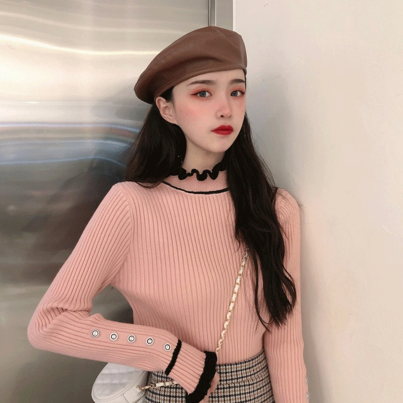 Half-turtleneck mercerized cotton bottoming shirt autumn and winter new interior knit sweater top lazy style fashionable sweater Half-turtleneck mercerized cotton bottoming shirt autumn and winter new interior knit sweater top lazy style fashionable sweater