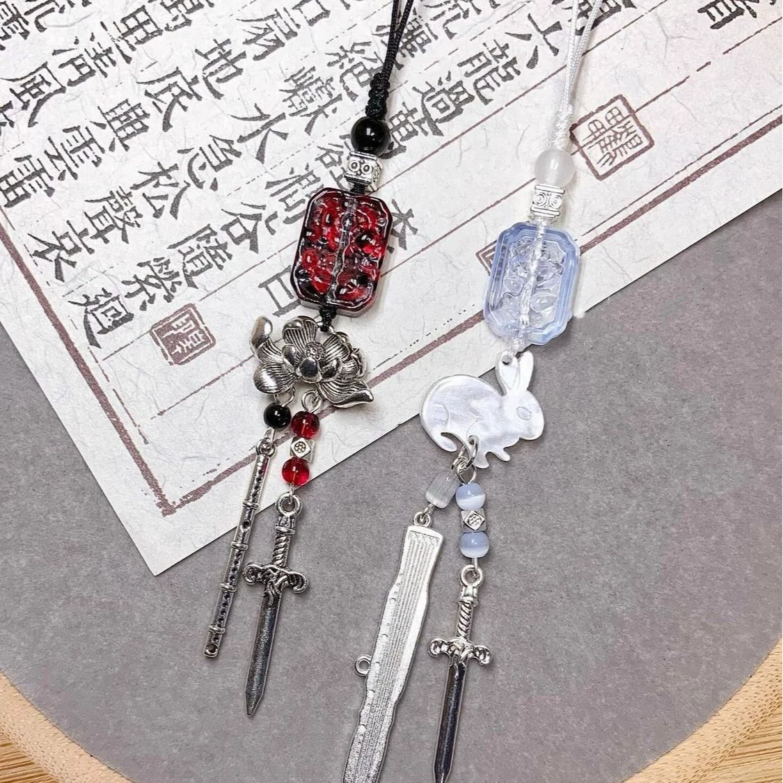 Вэй Вусянь, синий забывчивость, впечатление от машины, ручная ручная бисерная подвеска кролика, цепочка для ключей мобильного телефона, цепочка для ключей, подарочная цепочка