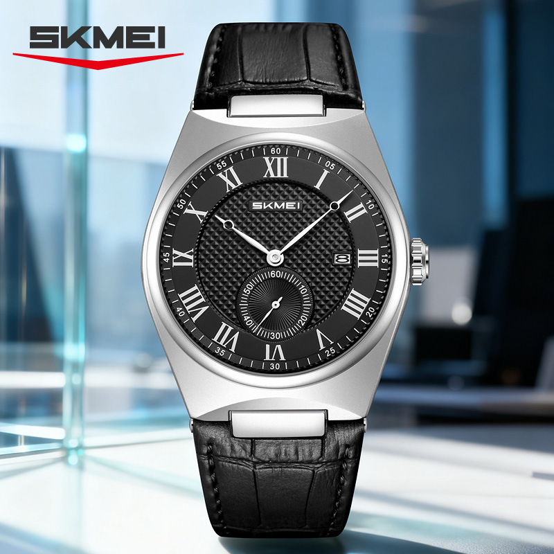 Casual Leather Strap Watch for Men and Women, Waterproof, Calendar, Simple Two-Hand Quartz Wristwatch, Wholesale