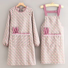 新しいキャンバスカバーの女性エプロン家庭用キッチン料理は腰を囲んでかわいい作業服の外に防汚耐摩耗長袖を着ている