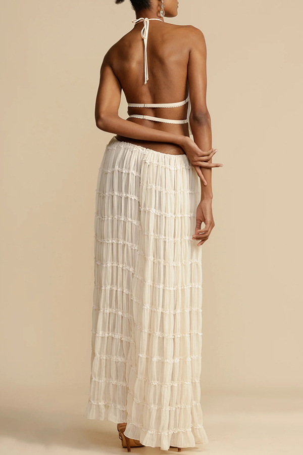 84g Weight Sleeveless Sleeve Length Polyester Fabric Type Skirt Co-ord Set Sets Type 2 Pieces Set Quantity Daily, Beach, Date Occasion Halter Neck Neckline Regular Fit Fit Type Solid Color Pattern Summer Season Women's Gender Sexy Style Daily Beach Date Women's Sexy Solid Color Polyester Skirt Co-ord Set Skirt Sets 13