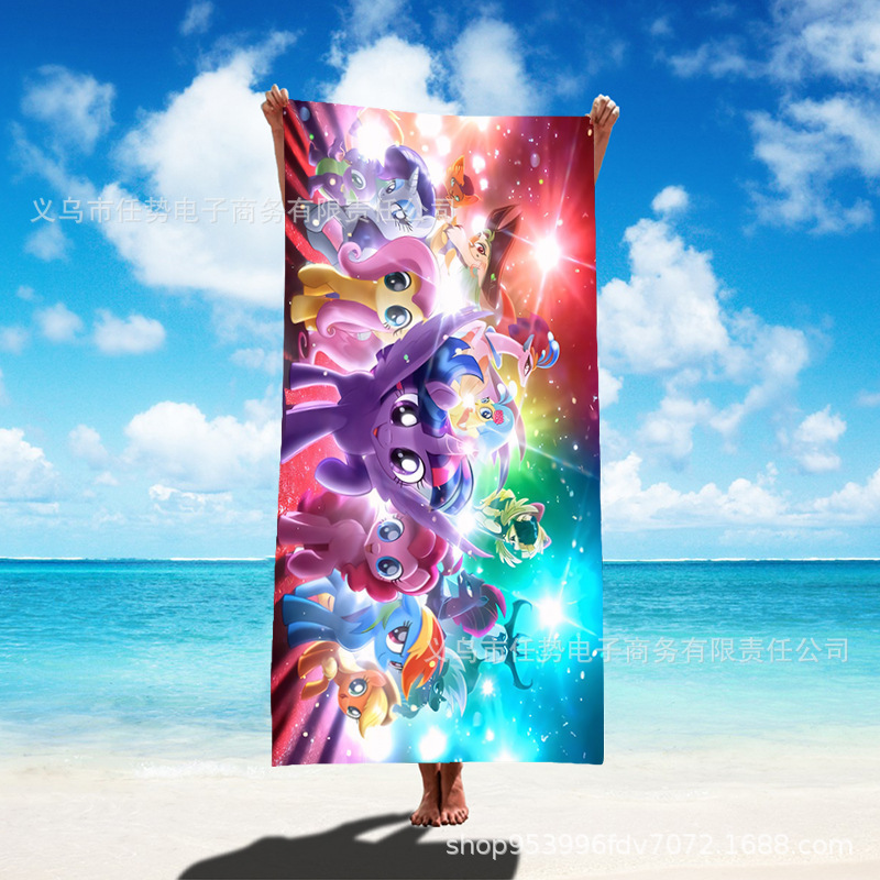 Cross-border New Animation Digital Printing Beach Towel Yoga Swimming Fitness Sweat Absorbing Fast Drying Bath Towel