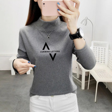 德绒加绒加厚半高领打底衫女春冬内搭时髦时尚洋气长袖上衣