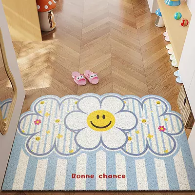 Dopamine Flower Entryway Doormat New Model Anti-Slip Dust-Removal Wear-Resistant Silk Loop Floor Mat Can Be Cut to Size