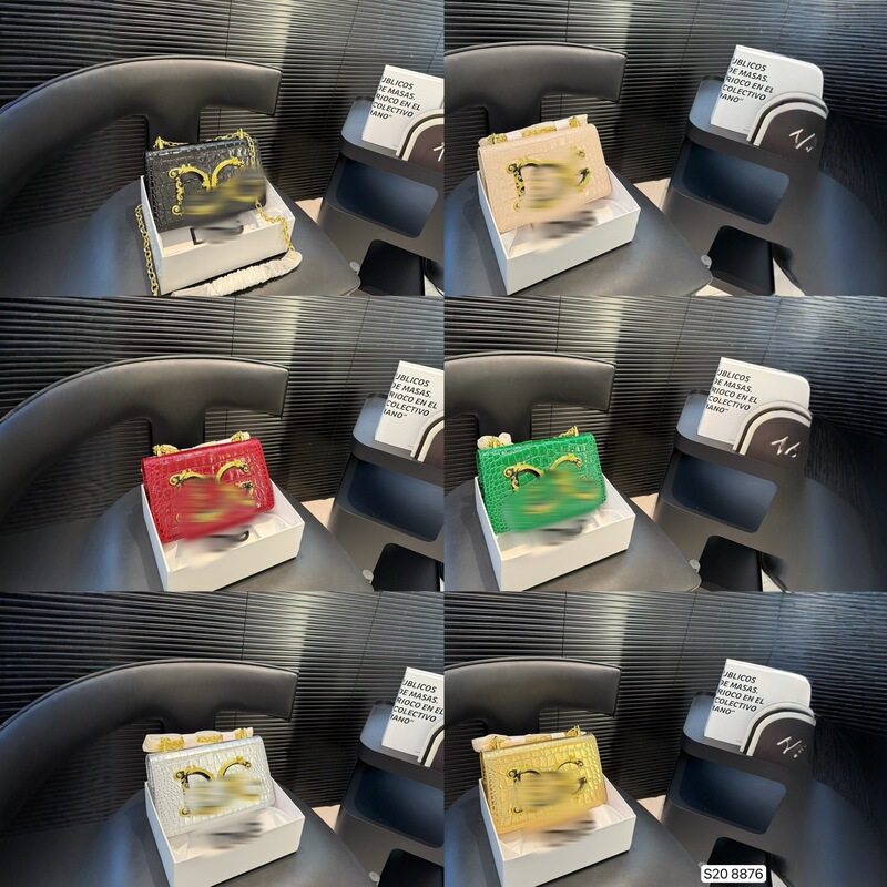 Cross-Border Export D&G Bag D Family Letter Shoulder Bag Patent Leather Crocodile Pattern Small Square Bag Letter Chain Bag Cross-Border Export D&G Bag D Family Letter Shoulder Bag Patent Leather Crocodile Pattern Small Square Bag Letter Chain Bag