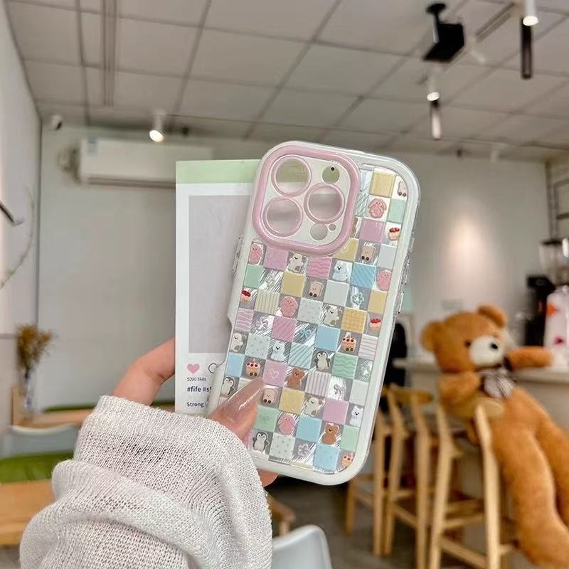 Ins estilo color color empalme cuadrado animal para iphone16ProMax funda para teléfono móvil Apple 14/15 nuevo 13