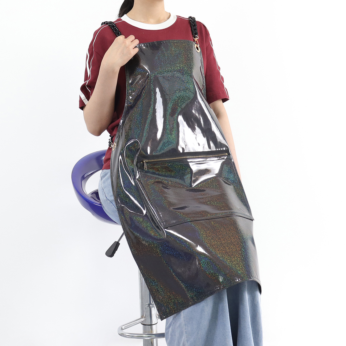 Transfronterizo Amazon nuevo delantal PU de color fantasma impermeable pintura de arte barbero ropa de trabajo cocina delantal doméstico