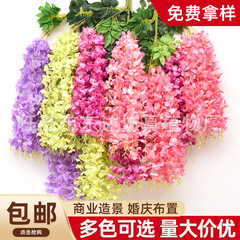 人工藤の花、豆の花、造花、天井の花飾り、室内結婚式装飾、プラスチック製の花飾り、つる植物