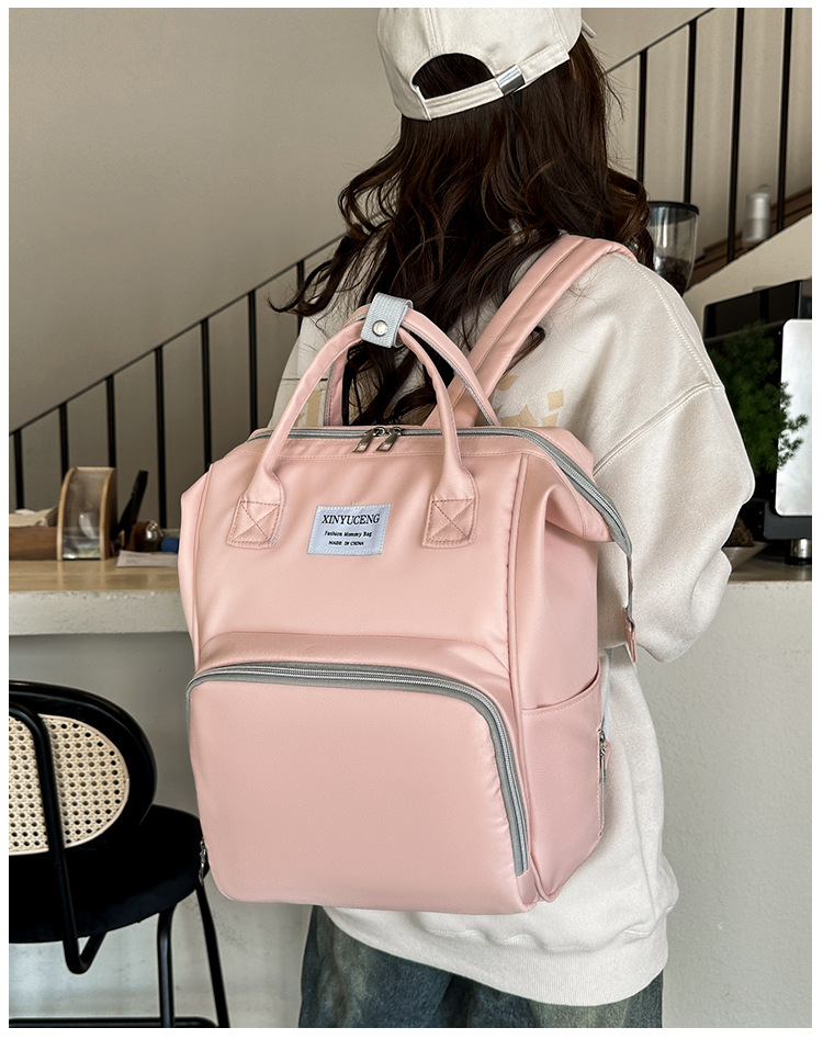 Solid-color lightweight mom bag, a backpack for taking kids out, multi-functional large-capacity mother and baby bag for girls undefined