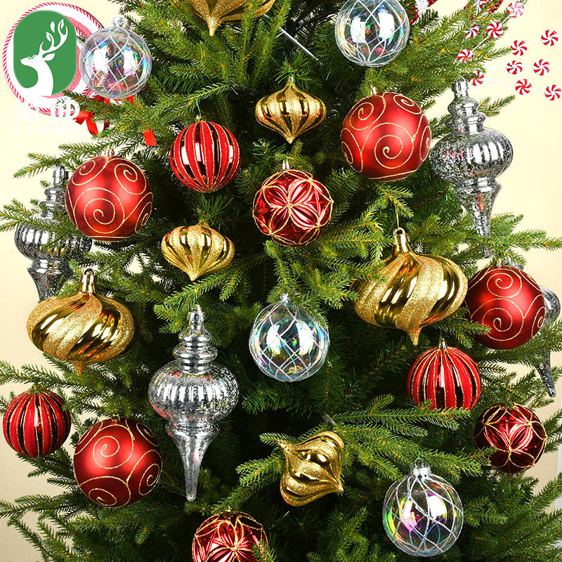 Adornos navideños Colgante de calabaza de bola pintada de plástico rojo Decoración de escena de árbol de Navidad Colgante de bola navideña