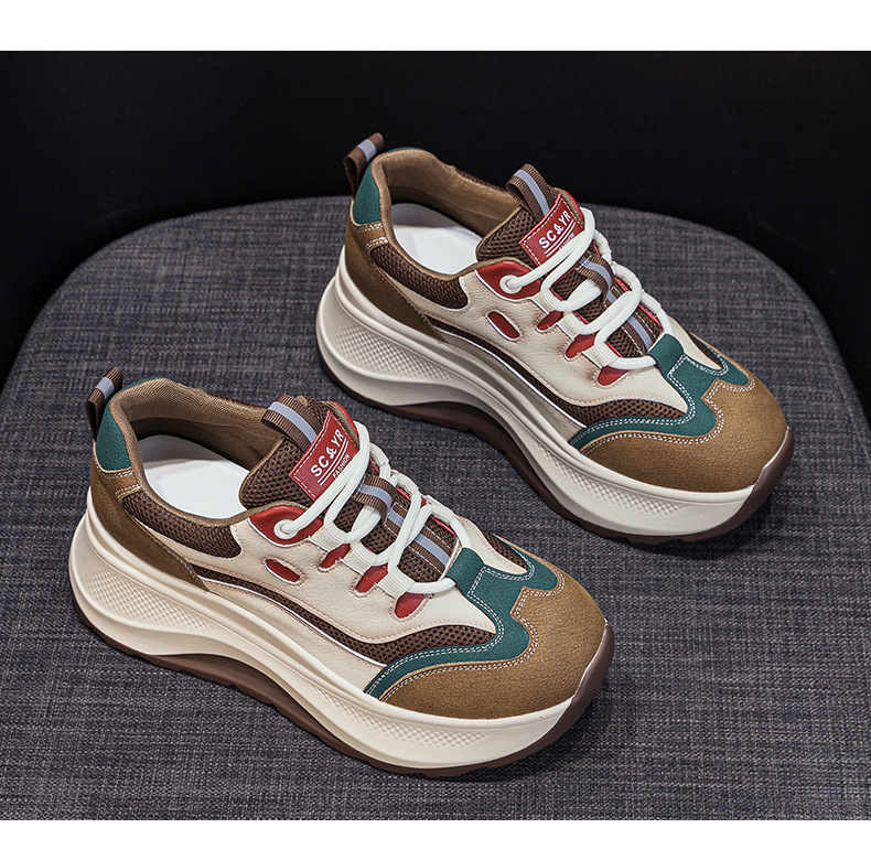 Giày sneaker nữ đế dày 2026 mới nhất thu đông, phong cách thể thao đa năng, đế mềm êm ái tăng chiều cao — M2962 màu vàng, M2962 màu xanh lá cây chi tiết 23