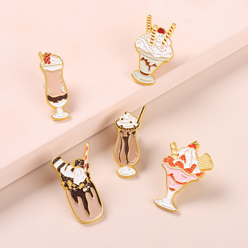 European And American New Cool Drinks Series Alloy Brooch Creative Man And Woman Cartoon Cream Ice Cream Style Badge display picture 3